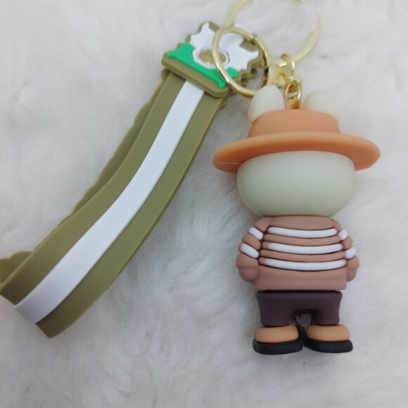 2/$25 Labubu blue with hat and scarf keychain with strap "Strive!" - Picture 2 of 6